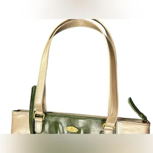 Aurielle Leather Silver & Green Purse Bag‎ Tote thumbnail 5