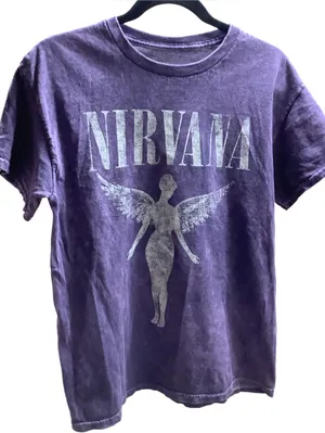 Nirvana Size Medium Purple Washed Logo Tee, Preloved thumbnail 1