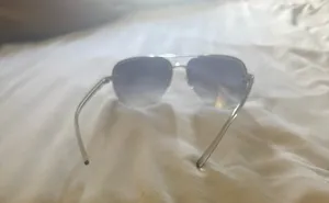 Women’s Diamond Stud Silver Metal Aviator Sunglasses Gradient Gray Lightweight Purple thumbnail 5