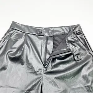 H Halston Faux‎ Leather Pants Women Small Straight Leg Corporate Goth Grunge thumbnail 5