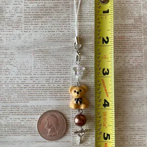 Handmade Kawaii retro y2k style teddy bear phone strap/accessory/keychain/bag charm/display🩵 thumbnail 7