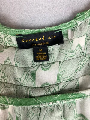 Anthropologie Current Air Green/White Floral Maxi smocked Dress Size: Medium thumbnail 2