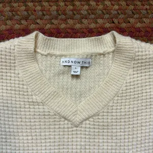 And Now This Cream Waffle Knit Pullover Pocket Sweater thumbnail 2