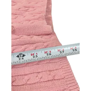 VTG Denim & Co Womens Small Pink Cable Knit Collared Button Up Cardigan Sweater thumbnail 7