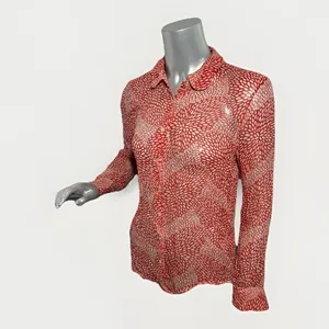 Equipment Femme Sophie Red White Floral Silk Chiffon Button Down Blouse Medium thumbnail 3