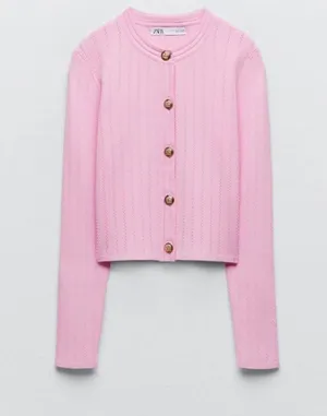ZARA nwt ribbed knitted button up cardigan sweater top thumbnail 12