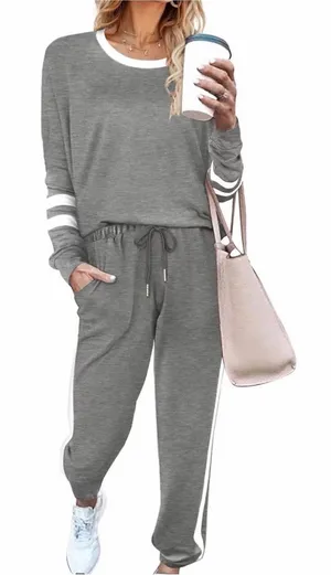 Shine Up Women’s 2XL Gray 2 Pc Lounge Set Pullover Jogger Tracksuit NWT thumbnail 1