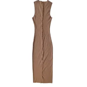 Naked Wardrobe All Snatched Up‎ Ribbed Midi Dress Brown Womens Large Sleeveless thumbnail 3