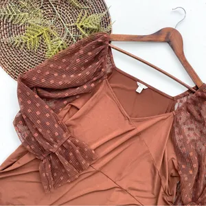 Cato Womens Shirt Blouse Brown Floral Mesh Long Sleeve V Neck Plus Size 22/24 thumbnail 1