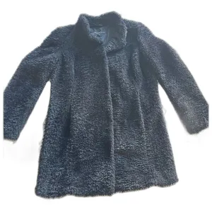 Kenneth Cole New York faux fur Teddy coat snaps closure size M Black thumbnail 3