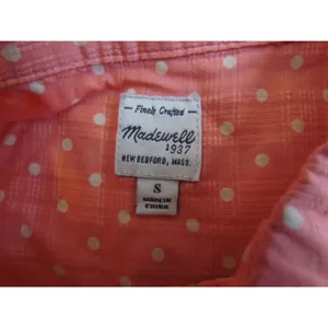 Madewell Sleeveless Button Down‎ Shirt Small Coral Polka Dot Peter Pan Collar thumbnail 7