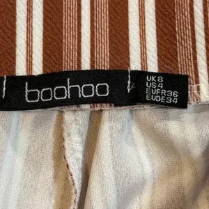 Boohoo 2 Piece Set Women US 4 Brown White Striped Crop Top Wide Leg Pants Boho thumbnail 8