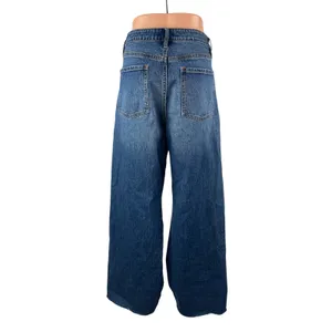 Free Assembly Women's Blue High Rise Wide Leg Baggy Palazzo Denim Jeans Size 35 thumbnail 4