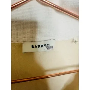 SANDRO Off-White Wool Knit Long Sleeve Retro Prep Alizia Sweater Size Small thumbnail 6