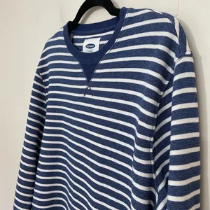 Old Navy Crewneck Striped Long Sleeve Top Fleece Lined Nautical ~ Women’s Size L thumbnail 4