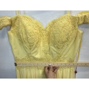 Yellow strapless evening gown Dreess MayoQueen Size‎ 12 thumbnail 9