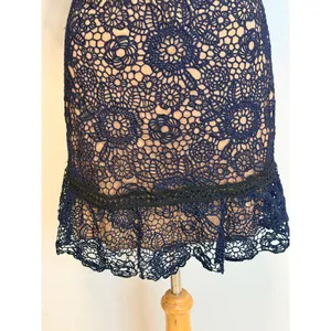 AQUA Lace Mini Dress Sz S Navy Blue‎ Floral Guipure Cocktail Party Wedding Guest thumbnail 7