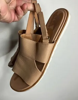 Sorel Ella ll sling‎ back sandals tan leather size 8 thumbnail 1