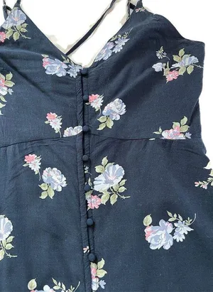 Abercrombie & Fitch Floral Mini Sundress - Navy Strappy Tie Waist thumbnail 3