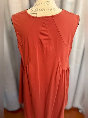 Rust V-Neck Sleeveless Babydoll Flowy Mini Sundress thumbnail 7