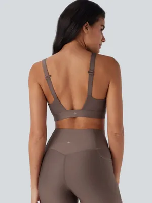 NWOT Halara Brown Medium Support Sheen Running Sports Bra thumbnail 3
