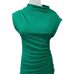 Anthropologie Maya Green Ruched Cowl Neck Sleeveless Slit Midi Bodycon Dress XXS thumbnail 4