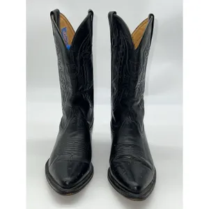 Pistolero Black All Leather Embroidered Cowboy Boots Women's Sz 24.5-7.5/Men 5.5 thumbnail 5