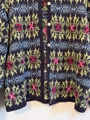 Talbots Vintage Floral Embroidered Cardigan Sweater Size Large Women’s thumbnail 6