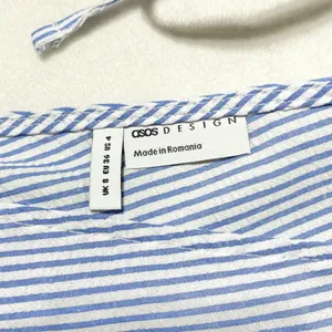 New ASOS Seersucker Plunge V-Neck Tie Waist Mini Sundress Blue White Size 4 thumbnail 15
