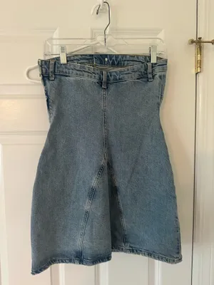 ZARA Strapless Denim Mini Dress thumbnail 3