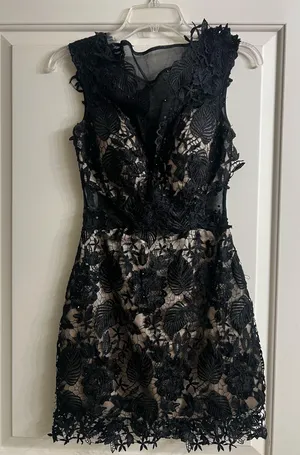 Black and Nude Mini Dress Size 4 thumbnail 1