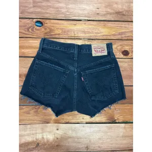 Levi’s 501 High-Rise Denim Cutoff Shorts - Women Size 24 - Black Distressed thumbnail 4