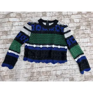 SEA New York Top 0 lace thick blue green crop Shirt street‎ wear Striped thumbnail 2