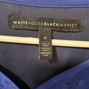 White House Black Market Size-6 Dress Women's Blue‎ Swiss Dot Smocked Waist thumbnail 3
