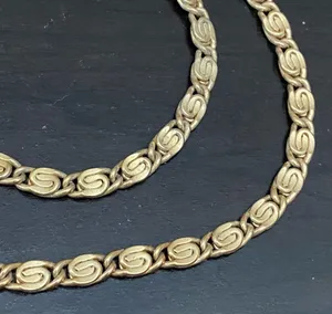 Vintage Signed 1928 Scroll Chain Link Gold-tone Locket Pendant 30” Necklace thumbnail 7