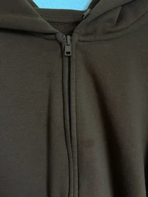 Skims Cotton Fleece Classic Zip Up Hoodie in Cocoa size Medium thumbnail 4