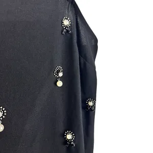 H&M Appliquéd Holiday Party Slip Dress Pearl Rhinestones Embellished Black Sz S thumbnail 8