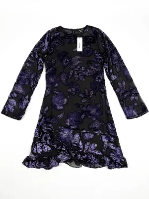 Nasty Gal Black Dress with Purple Floral Burnout thumbnail 3