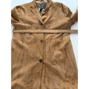 Vintage Y2K Banana Republic Genuine Leather Suede Coat Women Large Brown Jacket* thumbnail 5