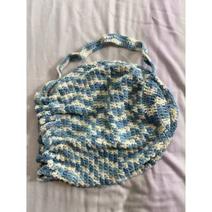 Handmade‎ Crochet Boho Bag Strap Tie Close Lined Gathered Knit NWOT Large thumbnail 5