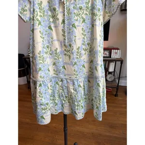 Entro floral mini dress with striped contrast trim from nwt women's Medium thumbnail 4