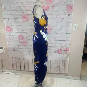 Weston Anthropologie sleeveless purple floral tulip hem maxi dress thumbnail 7