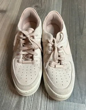 Nike Air Force 1s Light Pink Suede Sneakers thumbnail 2
