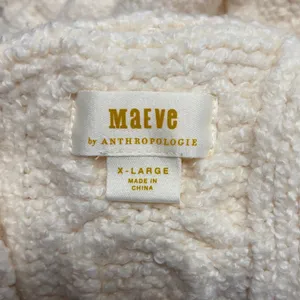 Maeve Anthropologie Ivory Cable Knit Hooded Sweater Vest Button Back XL NEW thumbnail 4