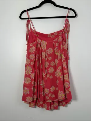 Free People Floral Babydoll Tank Top Size Small Pink Tie Strap Boho thumbnail 4