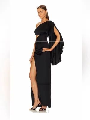 Michael Costello X Revolve Kamaria Gown Black One-Shoulder Cutout Maxi Dress thumbnail 4