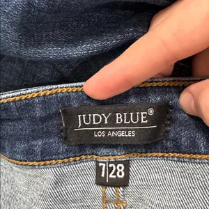 Judy Blue Skinny Fit Dark Wash Blue Stretch Denim Jeans Distressed Detais sz 28 thumbnail 12
