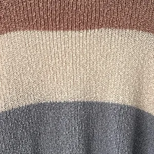 Debut Neutral, Ivory White, and Blue Colorblock Crew Neck Knit Sweater thumbnail 2