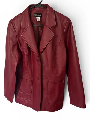 MetroStyle 100% leather jacket red 12 thumbnail 1