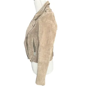 Blank NYC Taupe Suede Moto Jacket Classic Biker Style timeless size small thumbnail 2